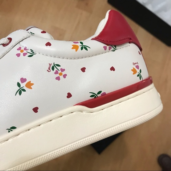 ❤️ Coach Clip Low Top Sneaker Heart Petal Print 8 8.5 9 10 🌸 - Picture 11 of 14